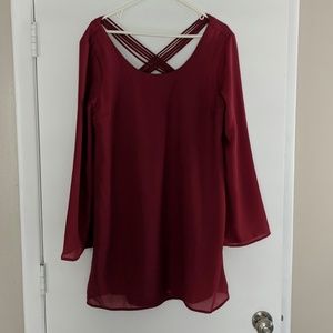 Maroon long sleeve dress